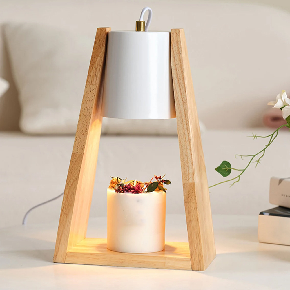 2023 new dimming wooden bedside electric wax melt candle warmer lamp candle warmer lamp with timer and dimmer