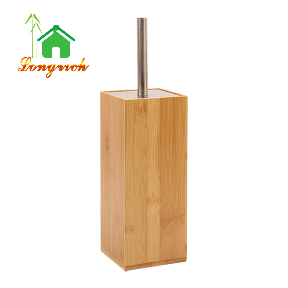 Hot-sale Bamboo Toilet Bowl Cleaner Hidden Stainless Steel Toilet Brush Bathroom Cleaning Brushes with Holder