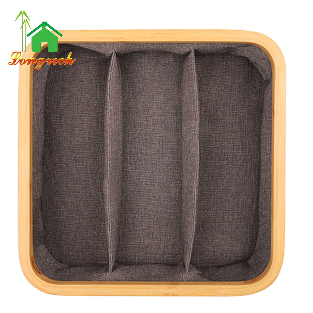 Bamboo Non-Woven Fabric Drawer Divider Boxes Bins Clothing Socks Storage Closet Underwear Organizer with lid