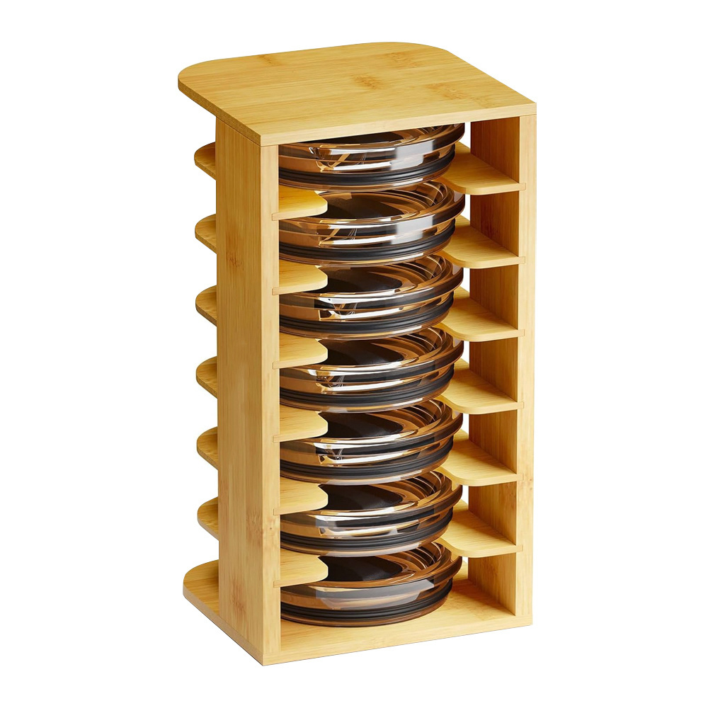 Bamboo Tumbler Lid Organizer  Water Bottle Lid Organizer for Kitchen Cabinet Cup Mini Lids Storage Holder for Cupboard Coffee