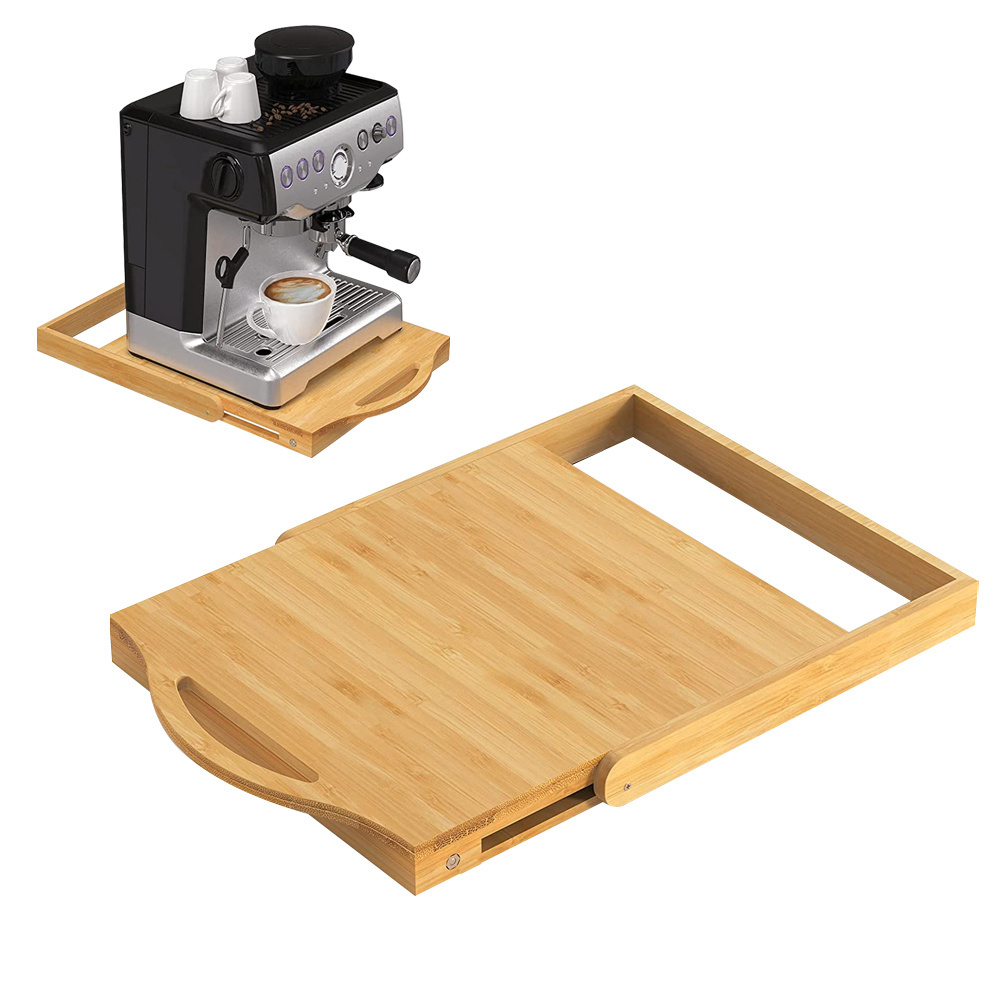 scountertop wooden slider handy coffee maker machine cutting board convenient large bamboo appliance sliding tray for kitchen co