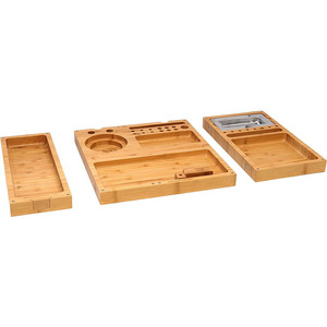 New design Triple Flip Magnetic Bamboo Rolling Tray