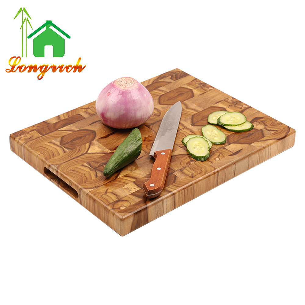 Cured with Beeswax and Natural Oils Teak Blocks Wooden Cutting Board for Kitchen Large End Grain Teak Wood Cutting Board