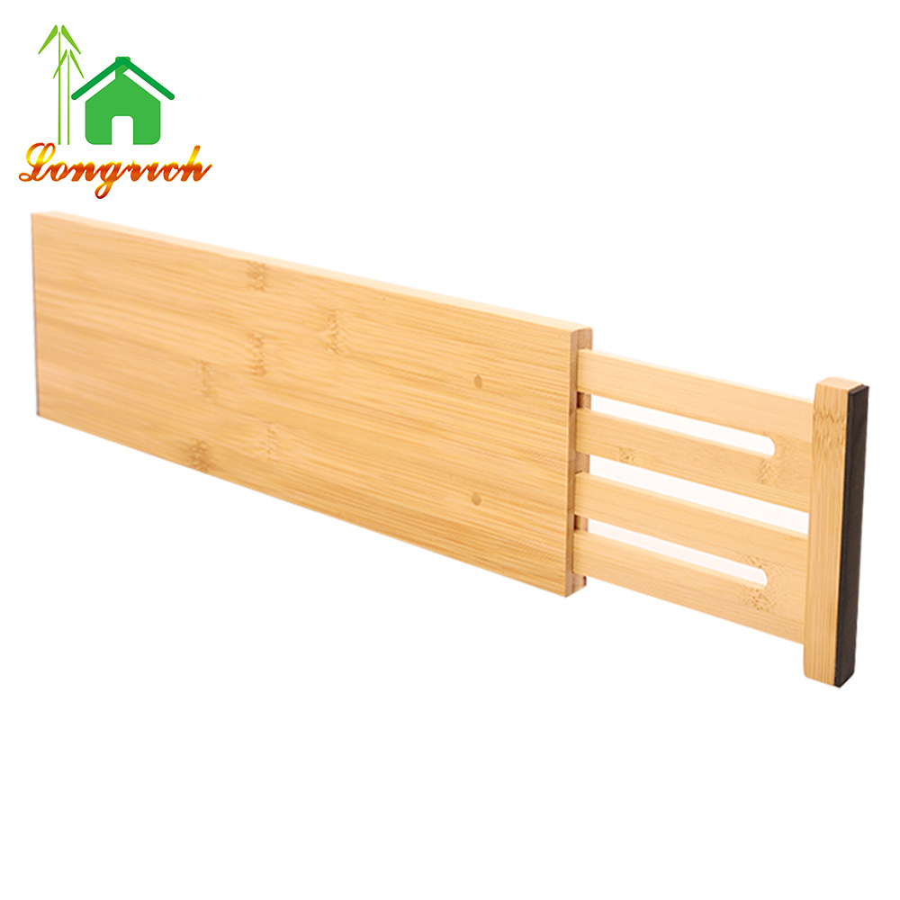 Expandable Natural Bamboo Kitchen Room Closet Drawer Cabinets Dividers Drawer Separator Organizer With Spring Loaded