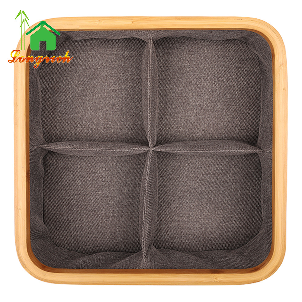 Bamboo Non-Woven Fabric Drawer Divider Boxes Bins Clothing Socks Storage Closet Underwear Organizer with lid