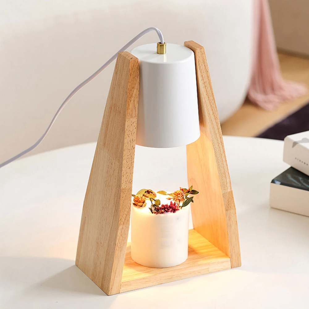 2023 new dimming wooden bedside electric wax melt candle warmer lamp candle warmer lamp with timer and dimmer