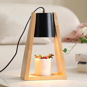 2023 new dimming wooden bedside electric wax melt candle warmer lamp candle warmer lamp with timer and dimmer