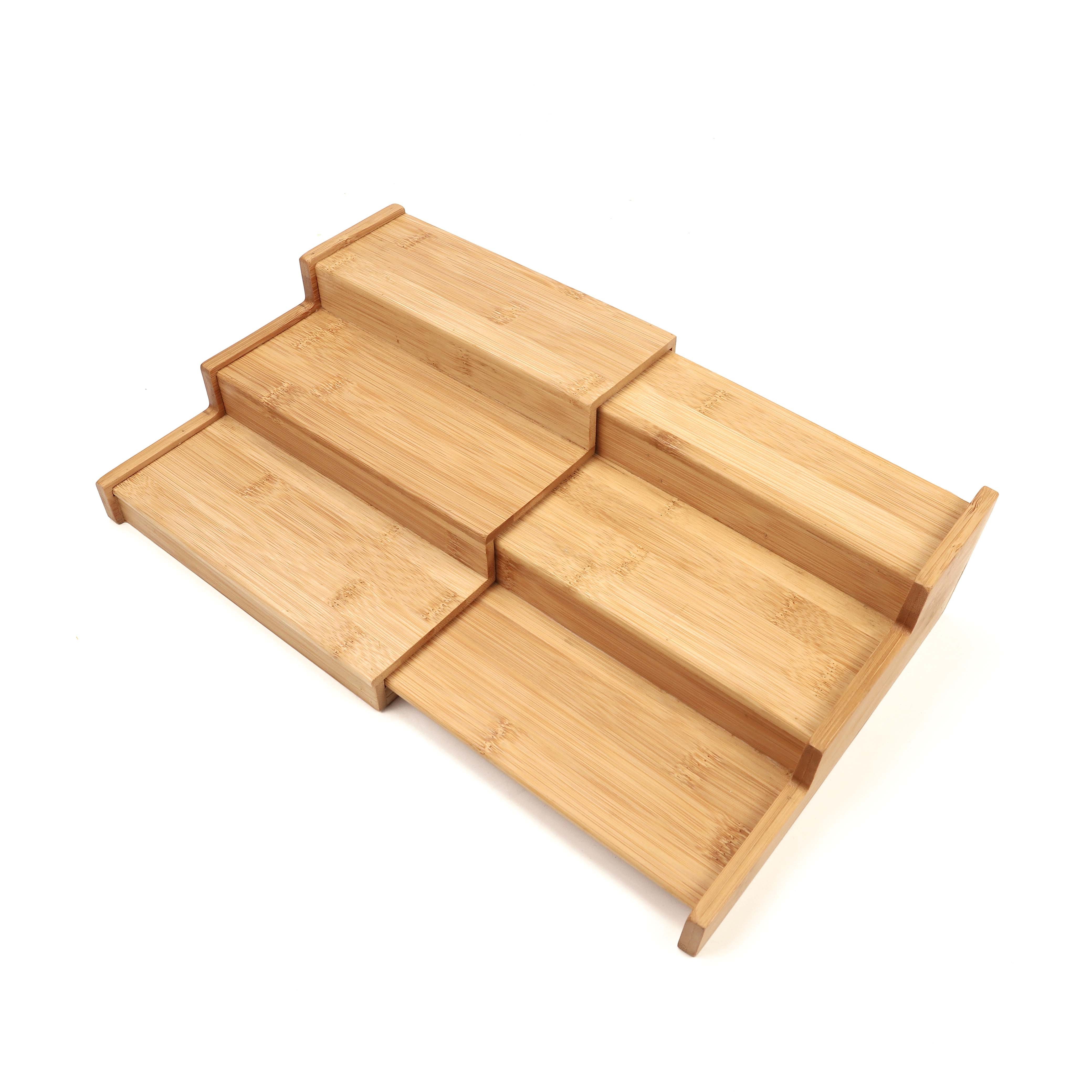 Bamboo Kitchen Spice Holder Rack Storage  Expandable Shelf Organizer  with 3 Level