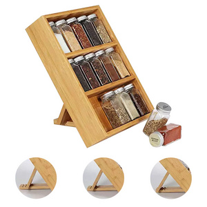 Hot-sale Bamboo Spice Rack Organizer Holder Space Saver Countertop Display Shelf