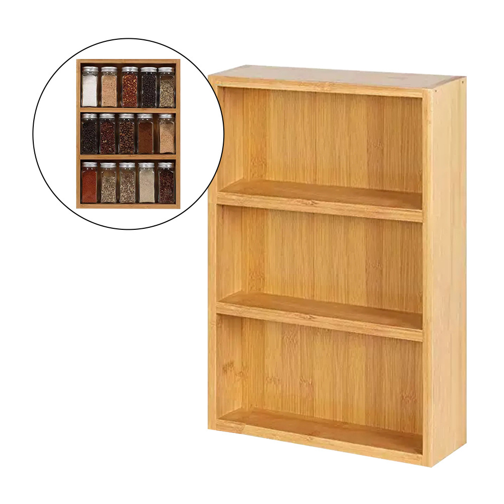 Hot-sale Bamboo Spice Rack Organizer Holder Space Saver Countertop Display Shelf