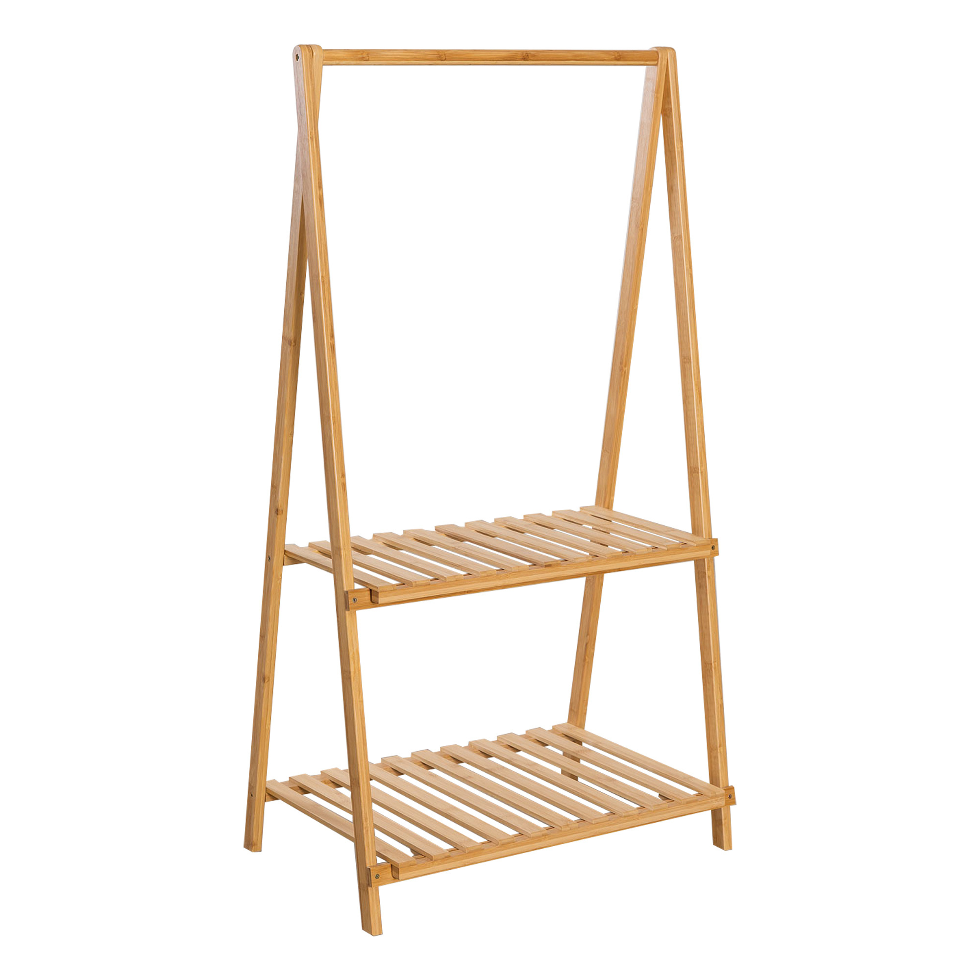 Eco friendly 2 tier lnatural bamboo wooden shoes storage shelf plant display stand rack