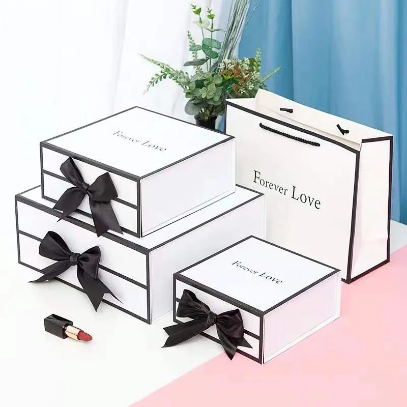 Folding Magnetic Box Packaging Clothes Magnetic Gift Box With Ribbon Packaging Magnetic Box