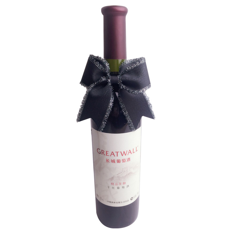 New Arrival Wine Bottle Neck Decorative Special Satin Ribbon Bow Customized Ribbon Bow