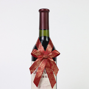 Wine Bottles Neck Decorations Handmade Ribbon Bow with Elastic Loop, Wine Bottle Bow Tie