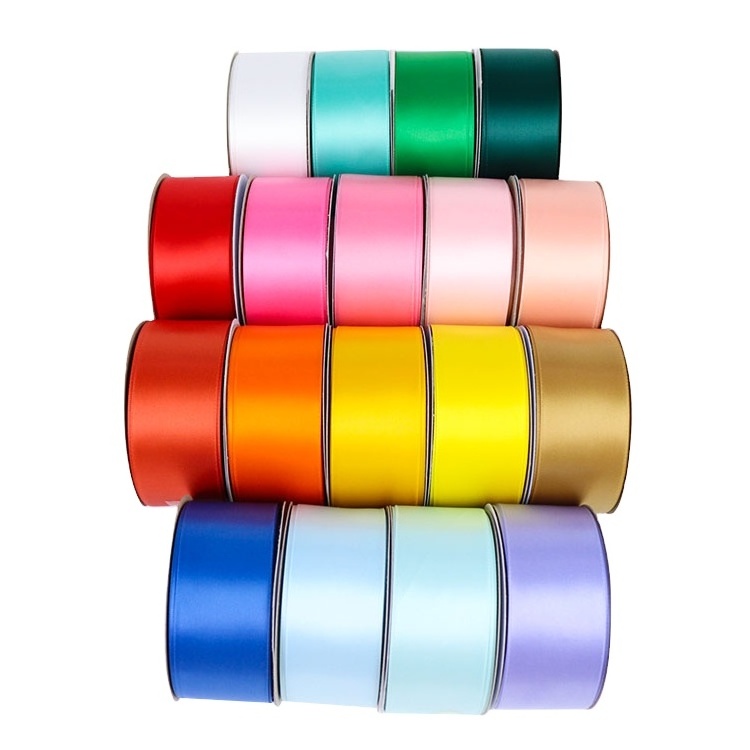 LUDE factory 1.5 inch chiffon silk 100% polyester solid color single double faced gift satin ribbon 100yards/roll pack