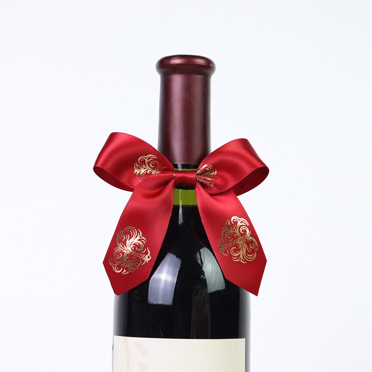 Wine Bottles Neck Decorations Handmade Ribbon Bow with Elastic Loop, Wine Bottle Bow Tie