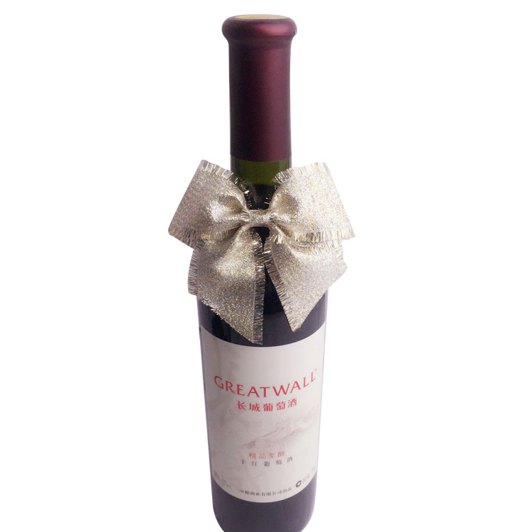 New Arrival Wine Bottle Neck Decorative Special Satin Ribbon Bow Customized Ribbon Bow