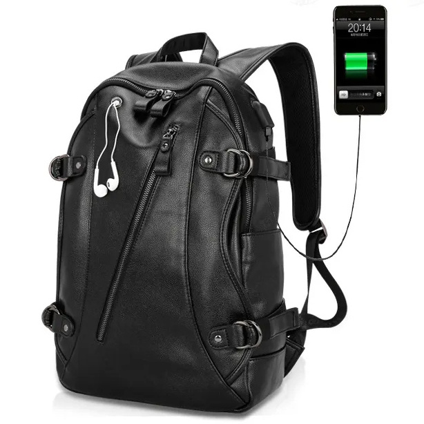 Fashion Men's USB Charging Port Earphone Hole Urban Leisure Travel Backpack Waterproof Backpack