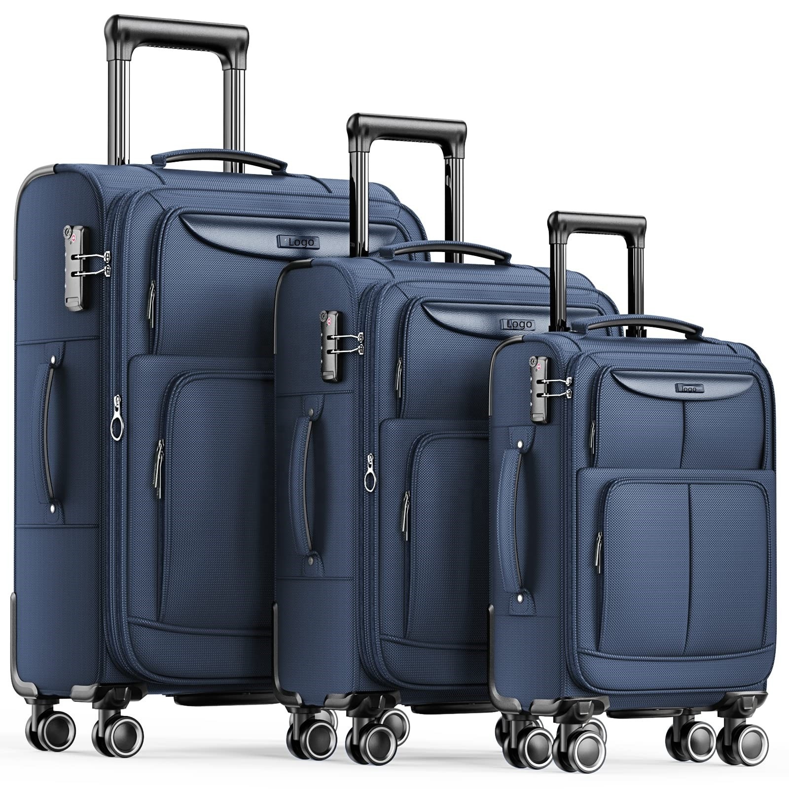 Luggage Sets 3 Piece Softside Expandable Lightweight Durable Suitcase Sets Double Spinner Wheels TSA Lock Sky Blue (20in/24in/28