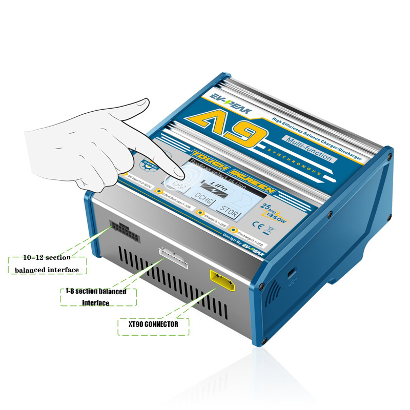 EV-PEAK A9 1350W 25A Multi Function Intelligent Touch Screen Balance Charger/Discharger