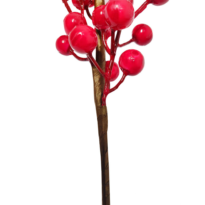 New Christmas Accessories Home Decoration Red Fruit Stem Simulation Berry String Christmas Tree Diy Artificial Red Berries Pick