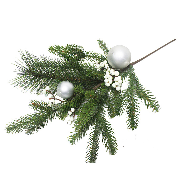 Manufactory artificial berry pine needles branches stems Christmas tree picks pine needle branches for Christmas decoration