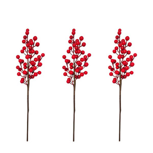 New Christmas Accessories Home Decoration Red Fruit Stem Simulation Berry String Christmas Tree Diy Artificial Red Berries Pick