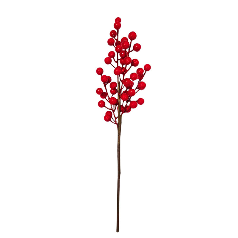 New Christmas Accessories Home Decoration Red Fruit Stem Simulation Berry String Christmas Tree Diy Artificial Red Berries Pick