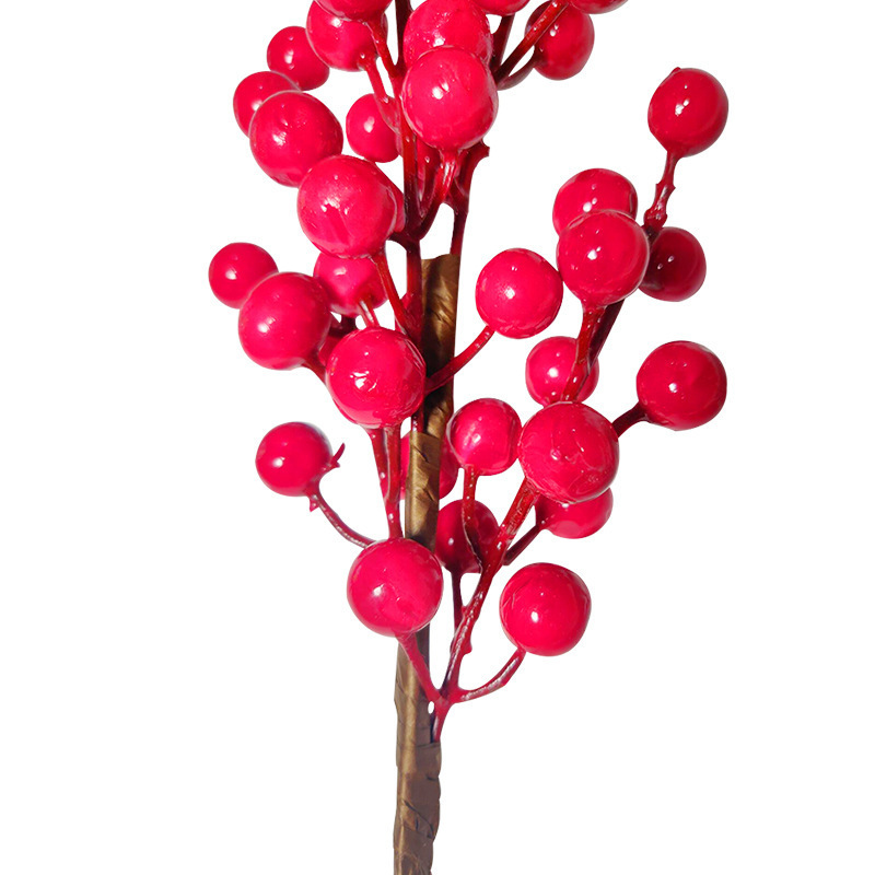 New Christmas Accessories Home Decoration Red Fruit Stem Simulation Berry String Christmas Tree Diy Artificial Red Berries Pick