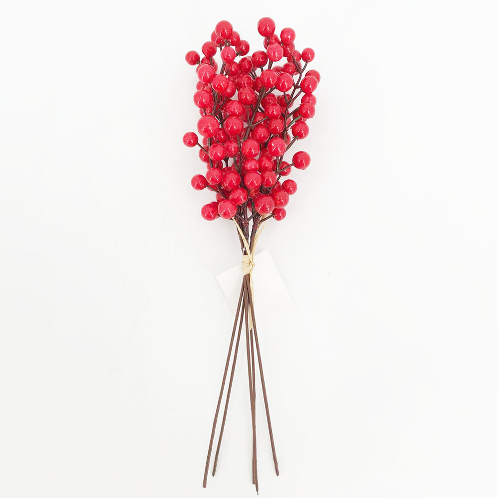 Fashionclubs 13 Inch Artificial Red Berry Pine Branches Stems Christmas Red Berry Picks Stem Faux Pine Picks Spray for Christmas