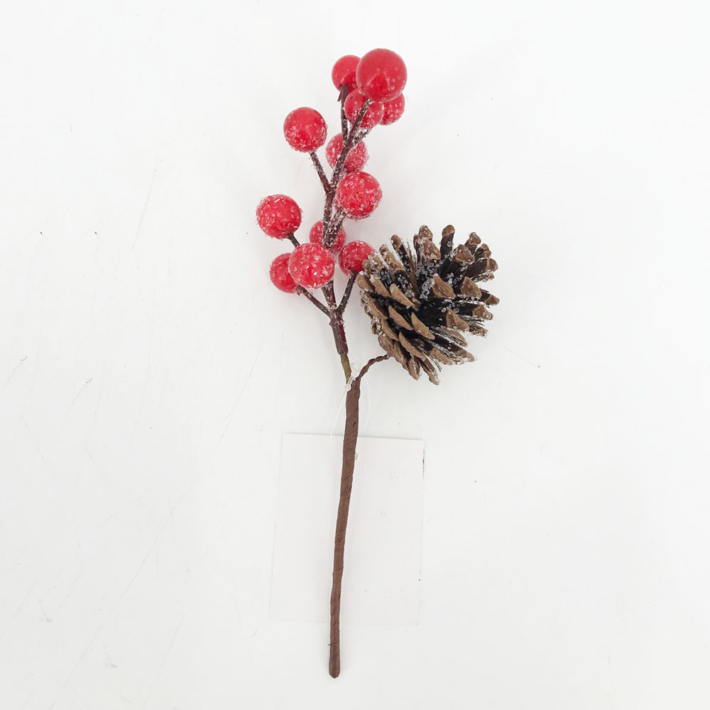 Fashionclubs 13 Inch Artificial Red Berry Pine Branches Stems Christmas Red Berry Picks Stem Faux Pine Picks Spray for Christmas