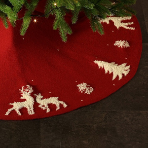 Christmas Tree skirts decoration knitting elk wholesale 2022 new year three-dimensional reindeer 48" wool tree bottom apron