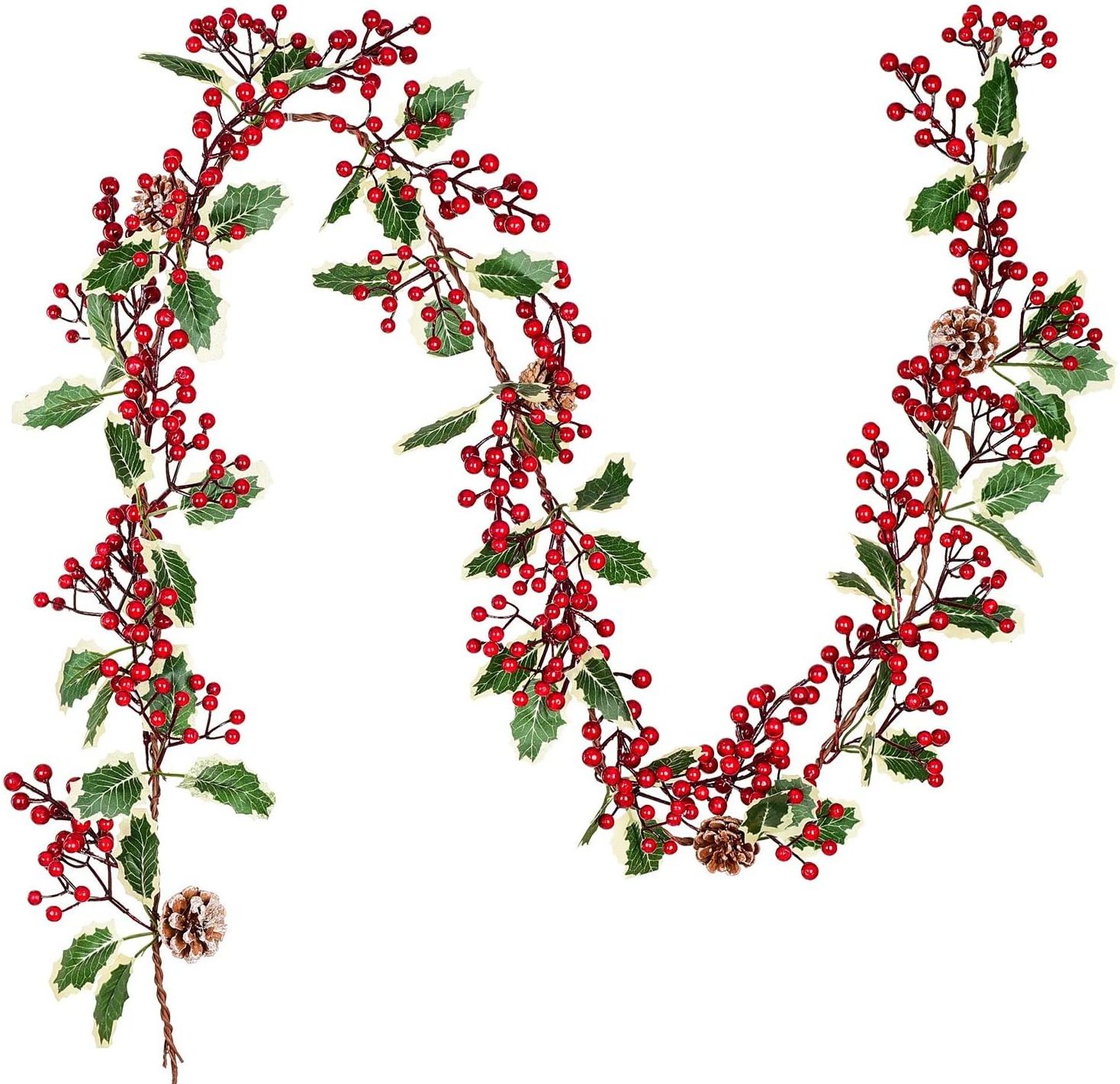 Red Berry Christmas Garland with Pine Cone Garland Artificial Garland Indoor Outdoor Garden Gate for Holiday New Year Decor