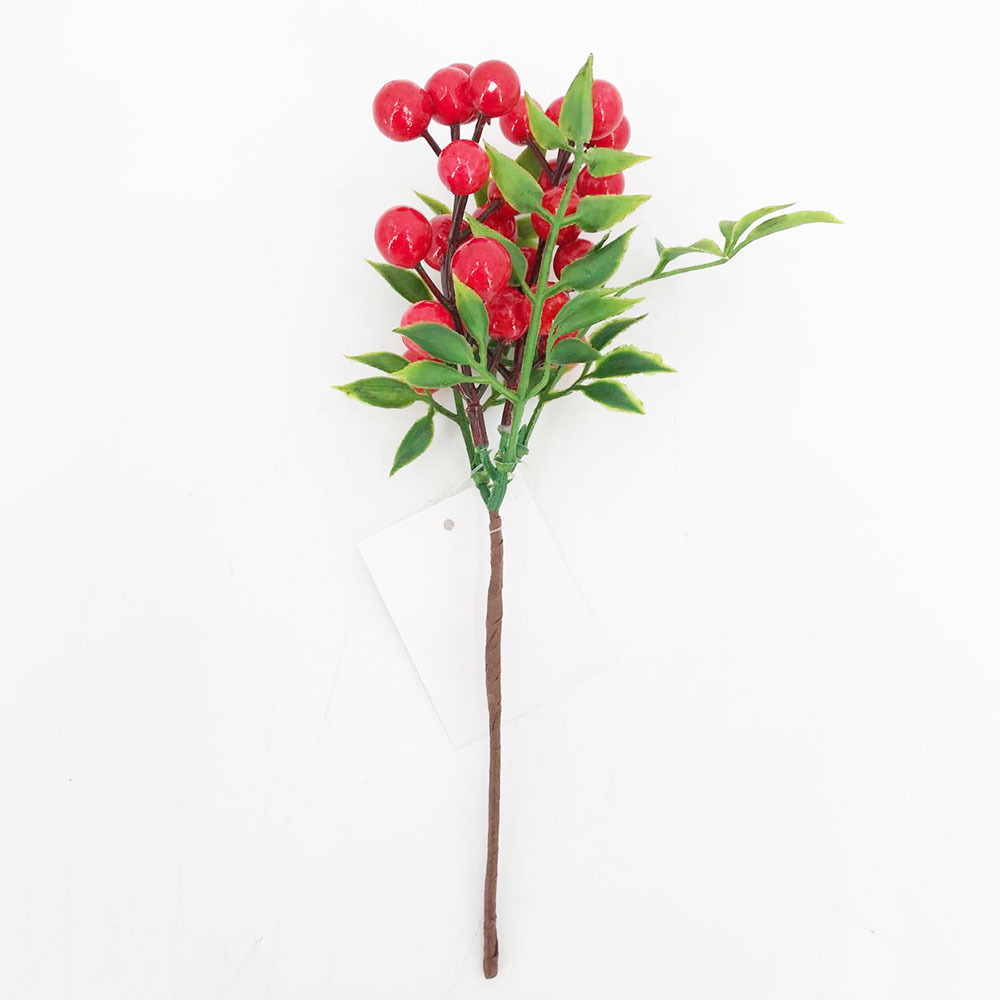 Fashionclubs 13 Inch Artificial Red Berry Pine Branches Stems Christmas Red Berry Picks Stem Faux Pine Picks Spray for Christmas