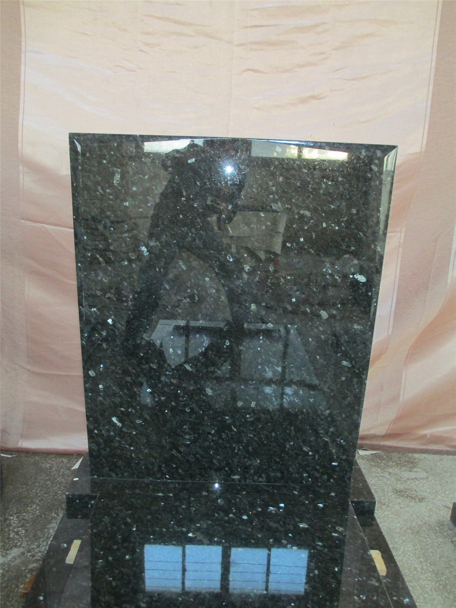 European Type with Cutout and Cover Slab and Polished Granite  Monument