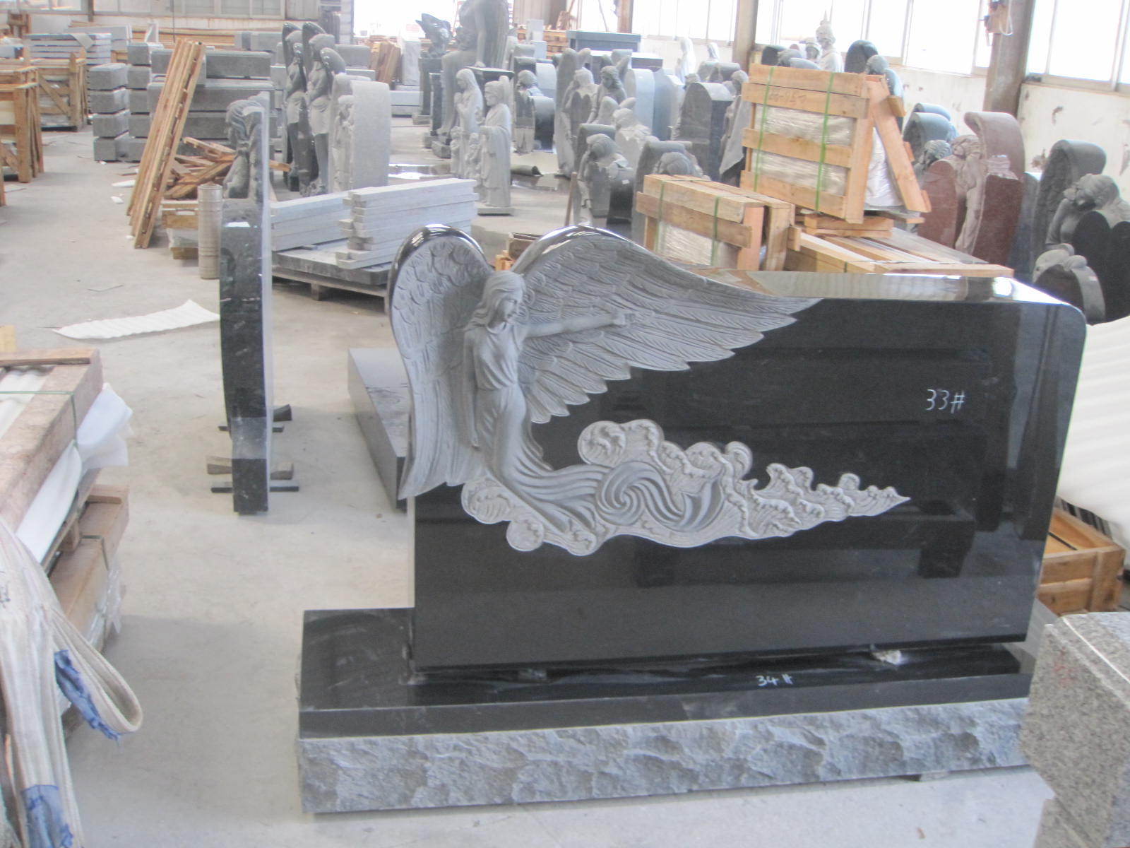 granite stone hand angle sculpture Flying Angel Headstone