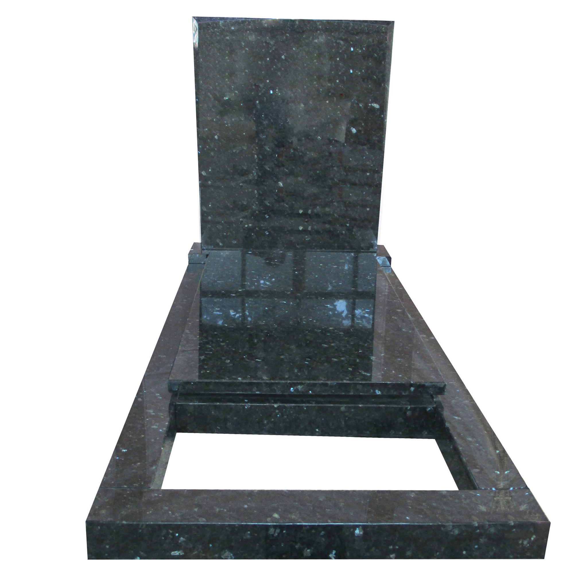 European Type with Cutout and Cover Slab and Polished Granite  Monument