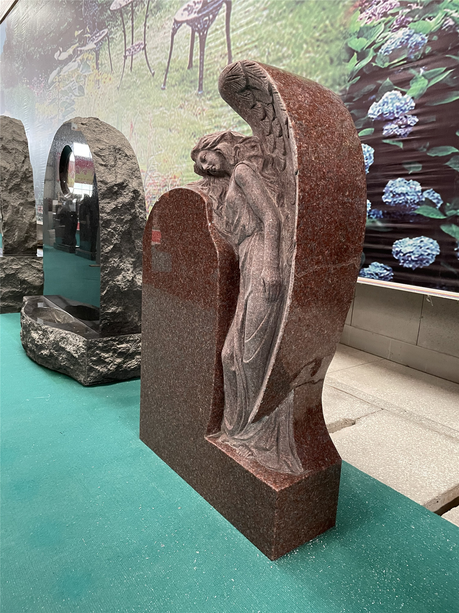 ON SALE!!! angel headstone Polished  granite tombstone craving angel headstone