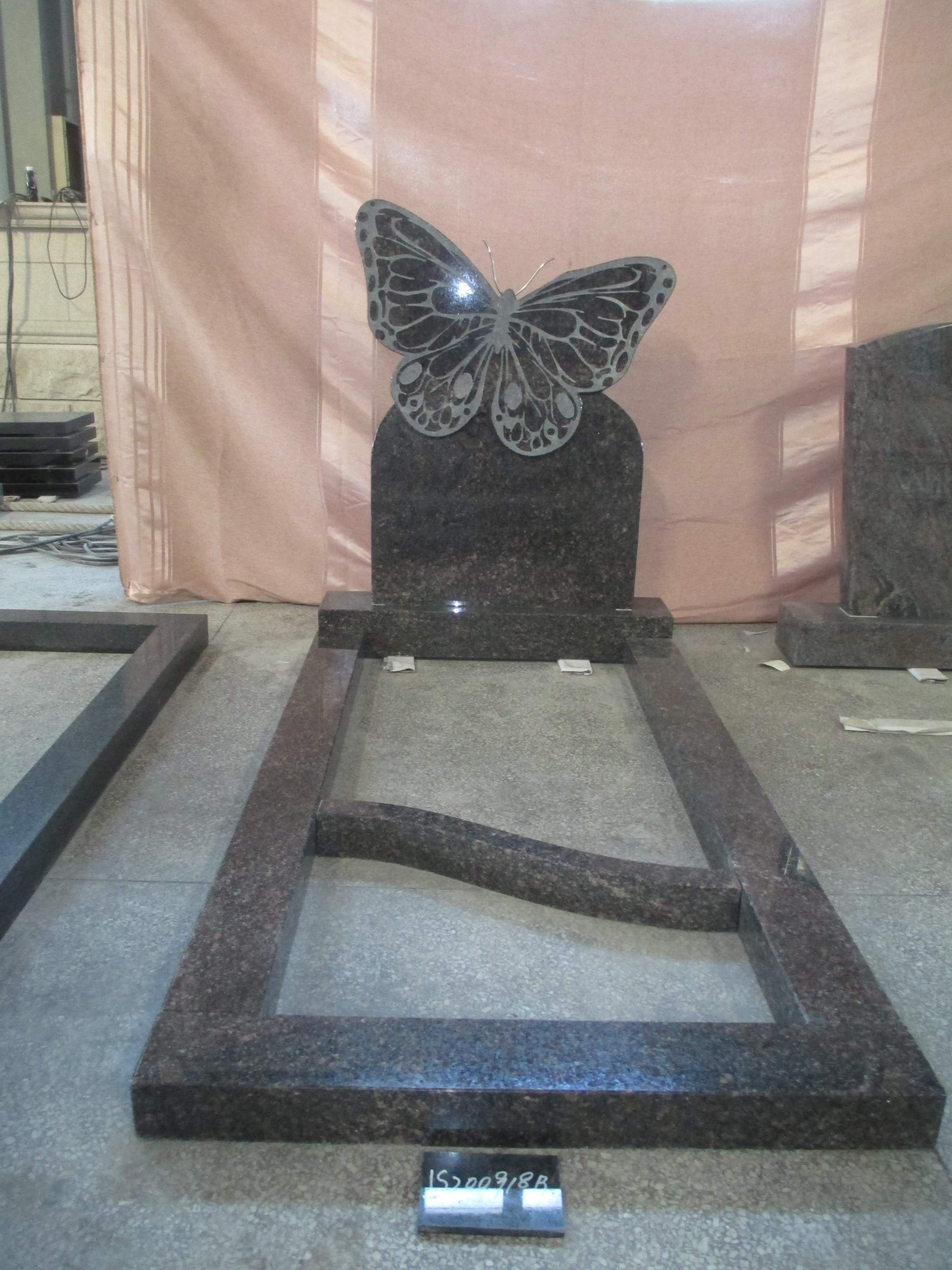 Hand Carved Butterfly  Granite Tombstone