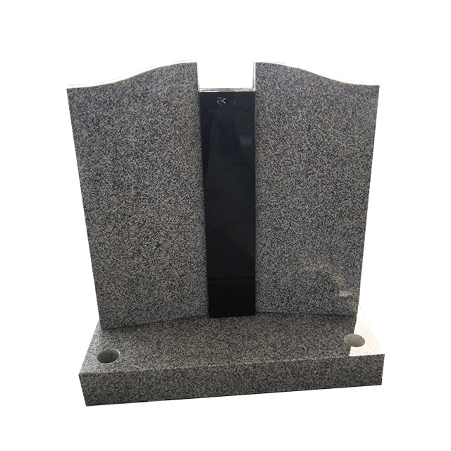 Australian style blue granite tombstone with sand cross grave stone headstone and vases