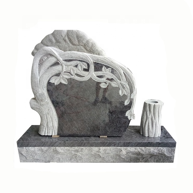 Hot Selling Granite Stone Hand Sculpture Tree Cemetery Grave Tombstone