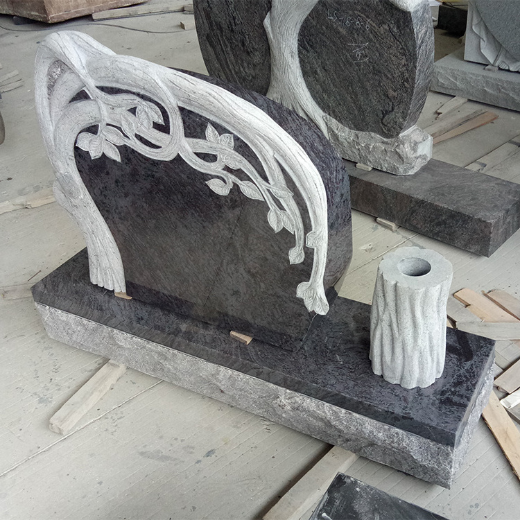 Hot Selling Granite Stone Hand Sculpture Tree Cemetery Grave Tombstone