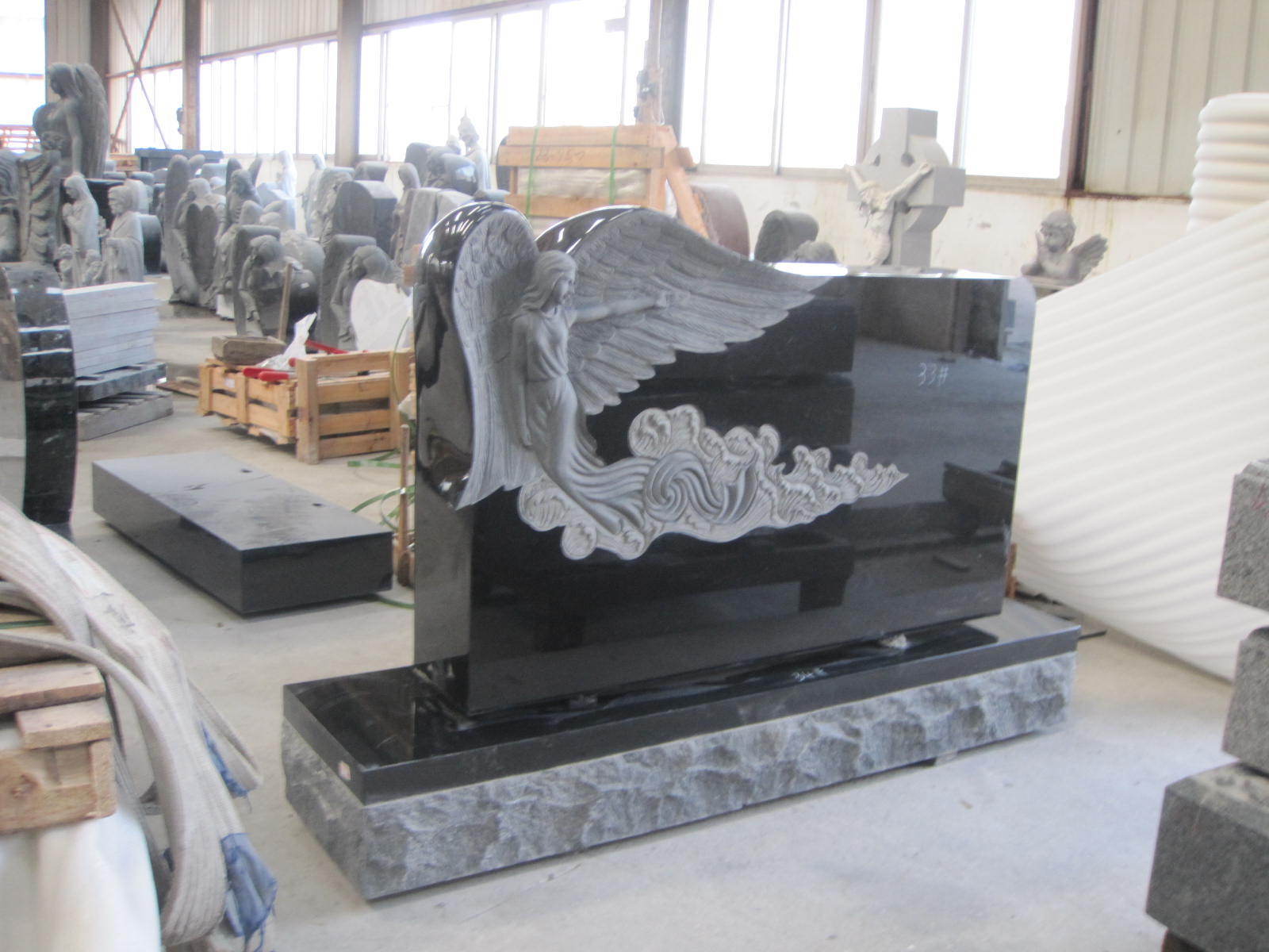 granite stone hand angle sculpture Flying Angel Headstone