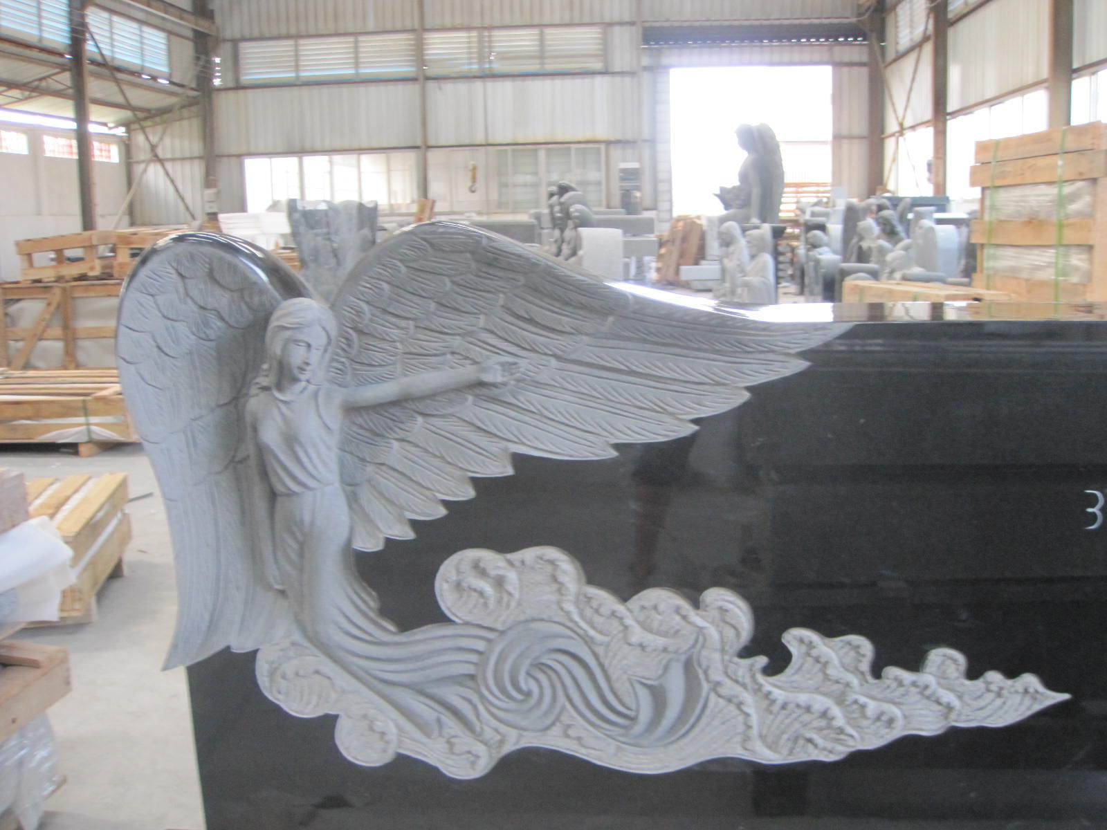 granite stone hand angle sculpture Flying Angel Headstone