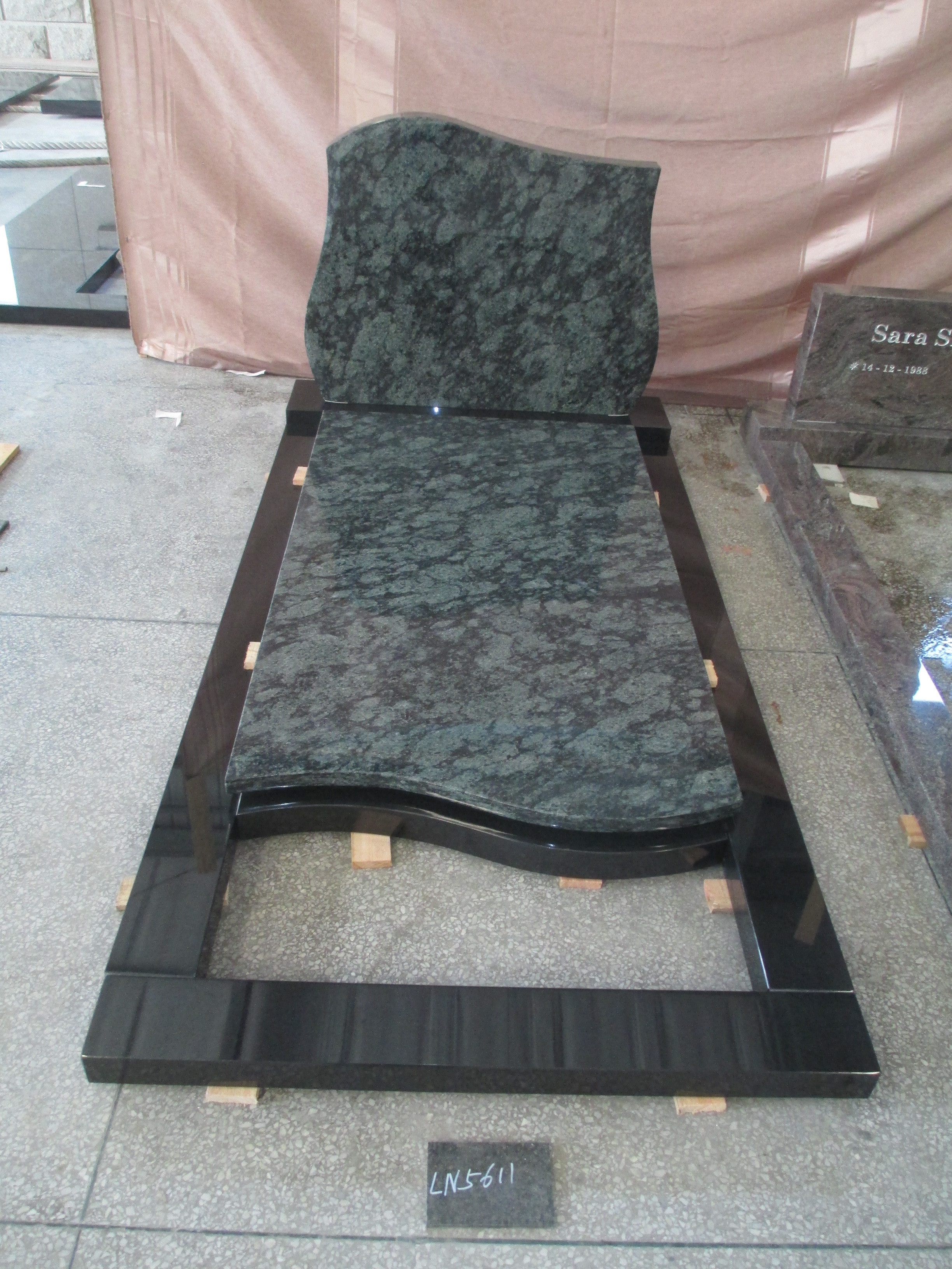 Gravestone With Cover Slab  Black and Green Granite Tombstone