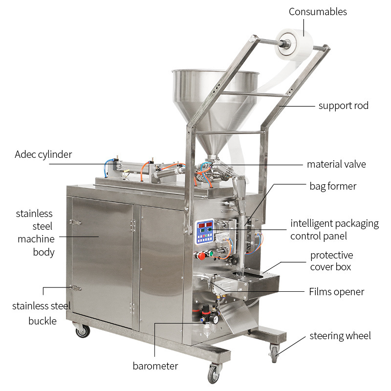 Automatic meat fish paste multi-function yogurt mayonnaise ketchup salad honey stick sachet packing machine