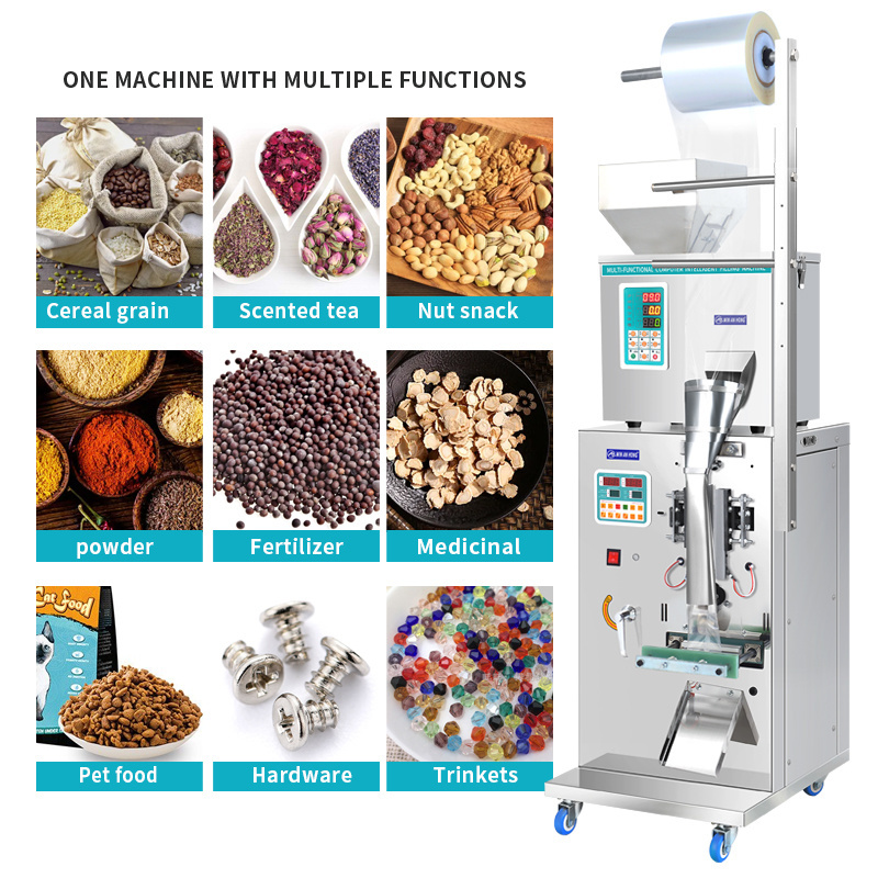 Snack food pouch commercial packaging machine multi-function cookies chocolate peanut popcorn filling sealing machine