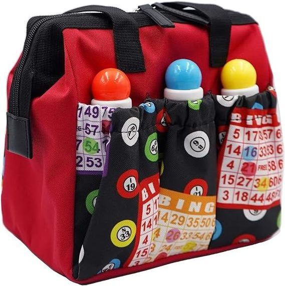 Bingo Tote Bag Full Open Bingo Tote 6 Pockets Bingo Dauber Bag