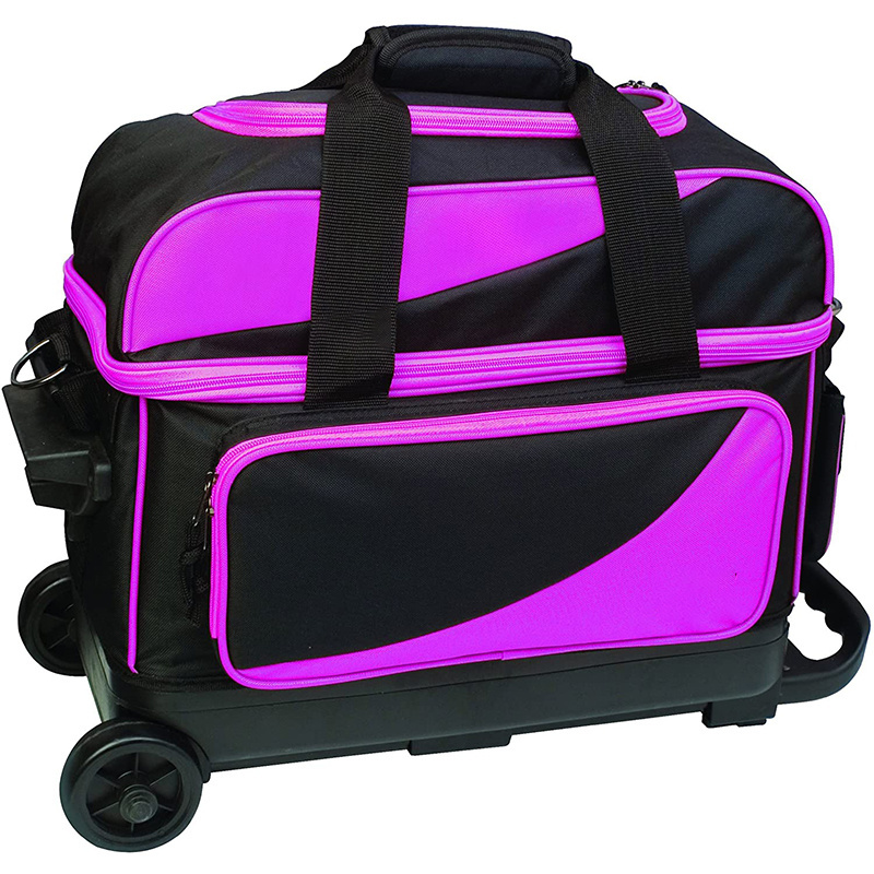 Bowling Bag Wheel Plastic Base Two Balls Trolley Rolling Bowling Bag Holder with Shoe Pocket