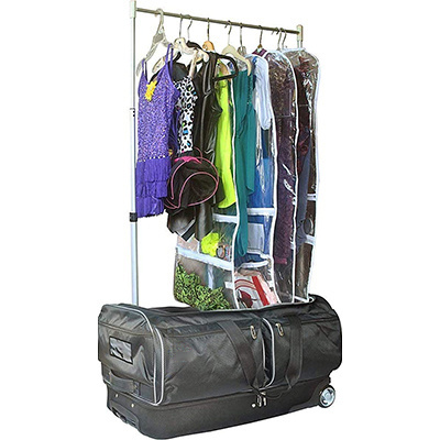 Travel Dream Duffel Dance Costume Rack Duffle Carry On Rolling Luggage with Large Rolling Duffel Bag In-Line Wheel Garment Rack